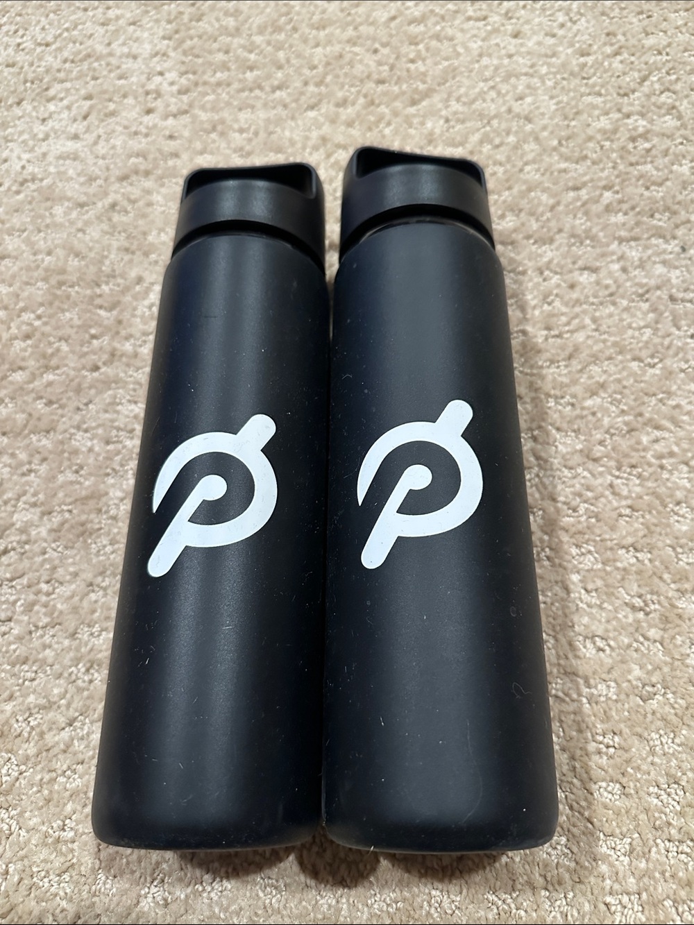 Peloton Matte Black Water Bottle Duo with White Logo